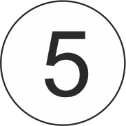 A black number 5 centered inside a thin black circle on a white background.