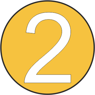 A large white number 2 centered on a yellow circle with a black outline.